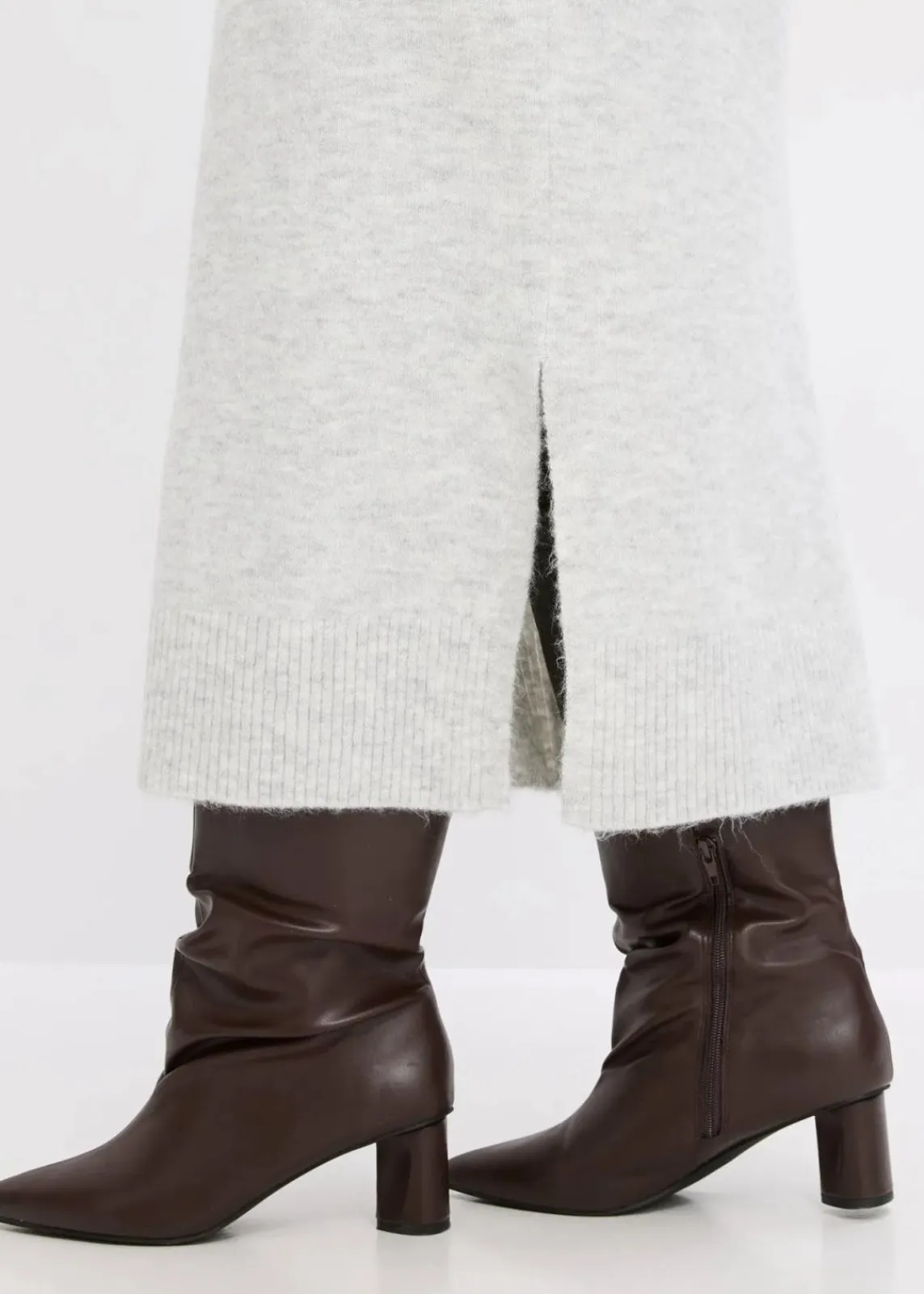 bonprix Bekleidung·Umstandsmode|Bekleidung·Pullover & Strickjacken^Oversized Strickkleid in Midilänge hellgrau meliert