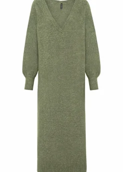 bonprix Strickmode|Kleider^Oversized Strickkleid in Midilänge dunkeloliv meliert