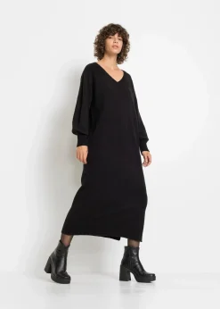 bonprix Strickmode|Kleider^Oversized Strickkleid in Midilänge schwarz