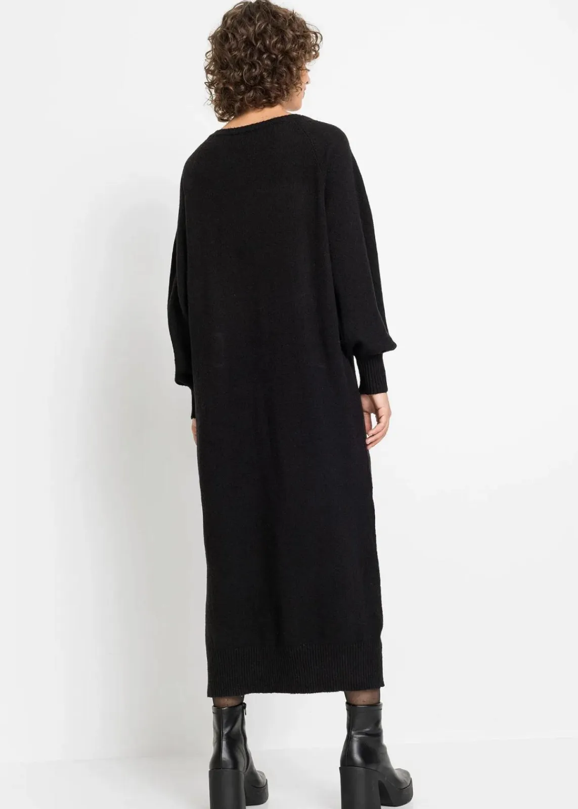 bonprix Strickmode|Kleider^Oversized Strickkleid in Midilänge schwarz