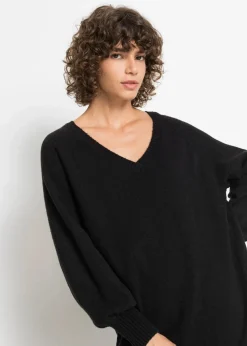 bonprix Strickmode|Kleider^Oversized Strickkleid in Midilänge schwarz
