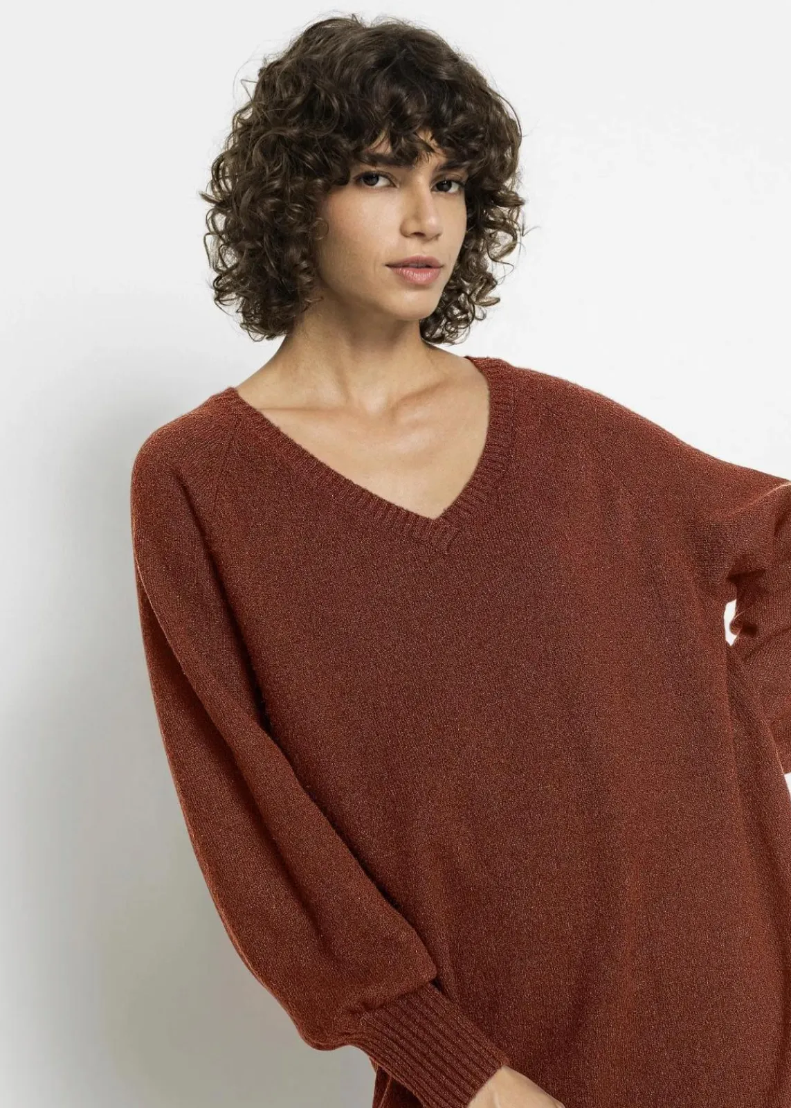 bonprix Strickmode|Kleider^Oversized Strickkleid in Midilänge mahagonibraun meliert