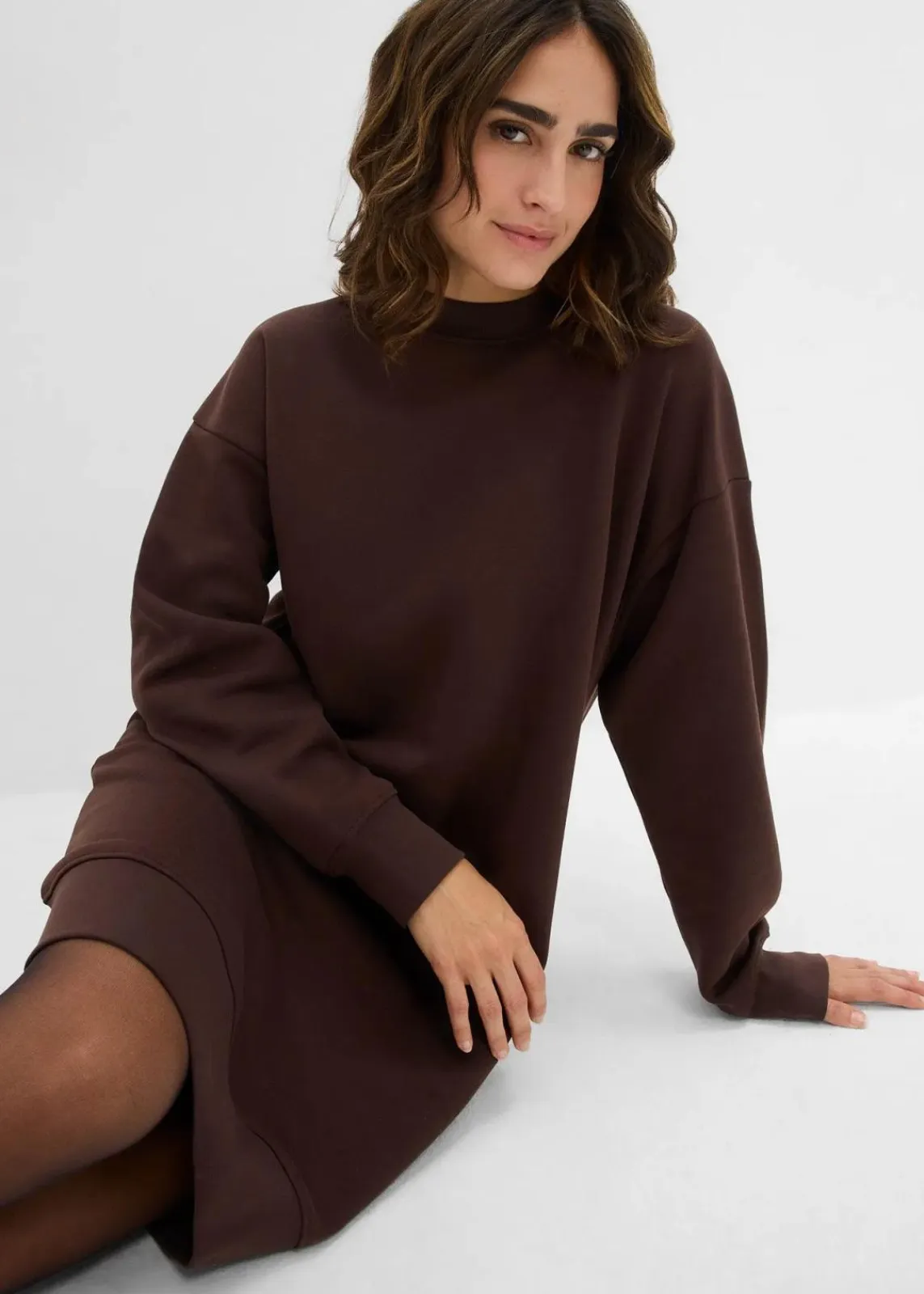 bonprix Kleider|Sweat^Oversized Sweatkleid dunkelbraun