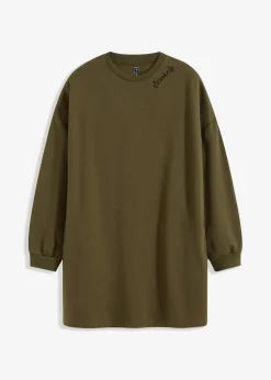bonprix Kleider|Sweat^Oversized Sweatkleid dunkeloliv