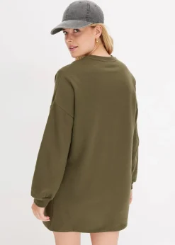 bonprix Kleider|Sweat^Oversized Sweatkleid dunkeloliv