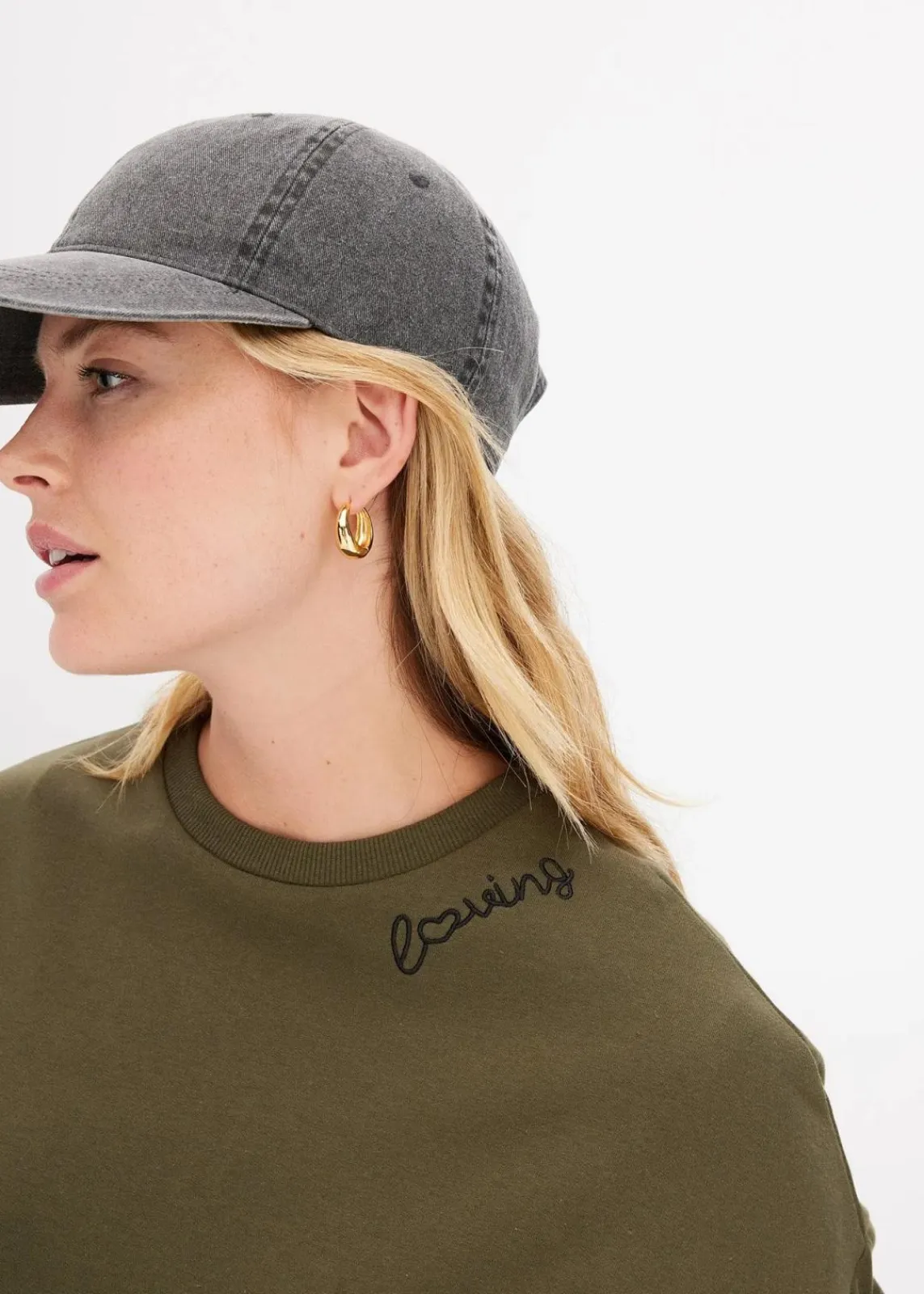 bonprix Kleider|Sweat^Oversized Sweatkleid dunkeloliv