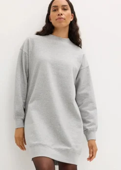 bonprix Kleider|Sweat^Oversized Sweatkleid hellgrau meliert