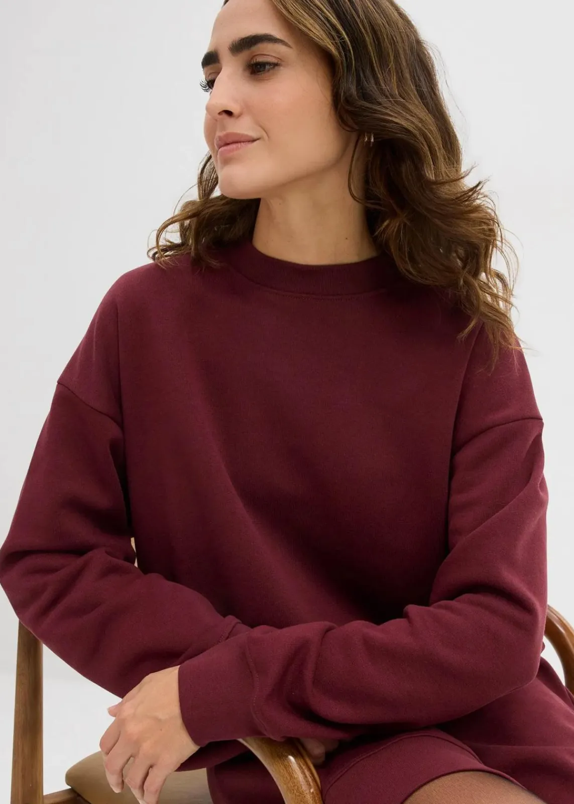 bonprix Bekleidung·Röcke|Bekleidung·Blusen & Tuniken^Oversized Sweatkleid dunkelbeere