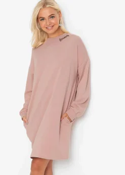 bonprix Kleider|Sweat^Oversized Sweatkleid vintagerosa