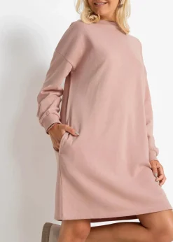 bonprix Kleider|Sweat^Oversized Sweatkleid vintagerosa
