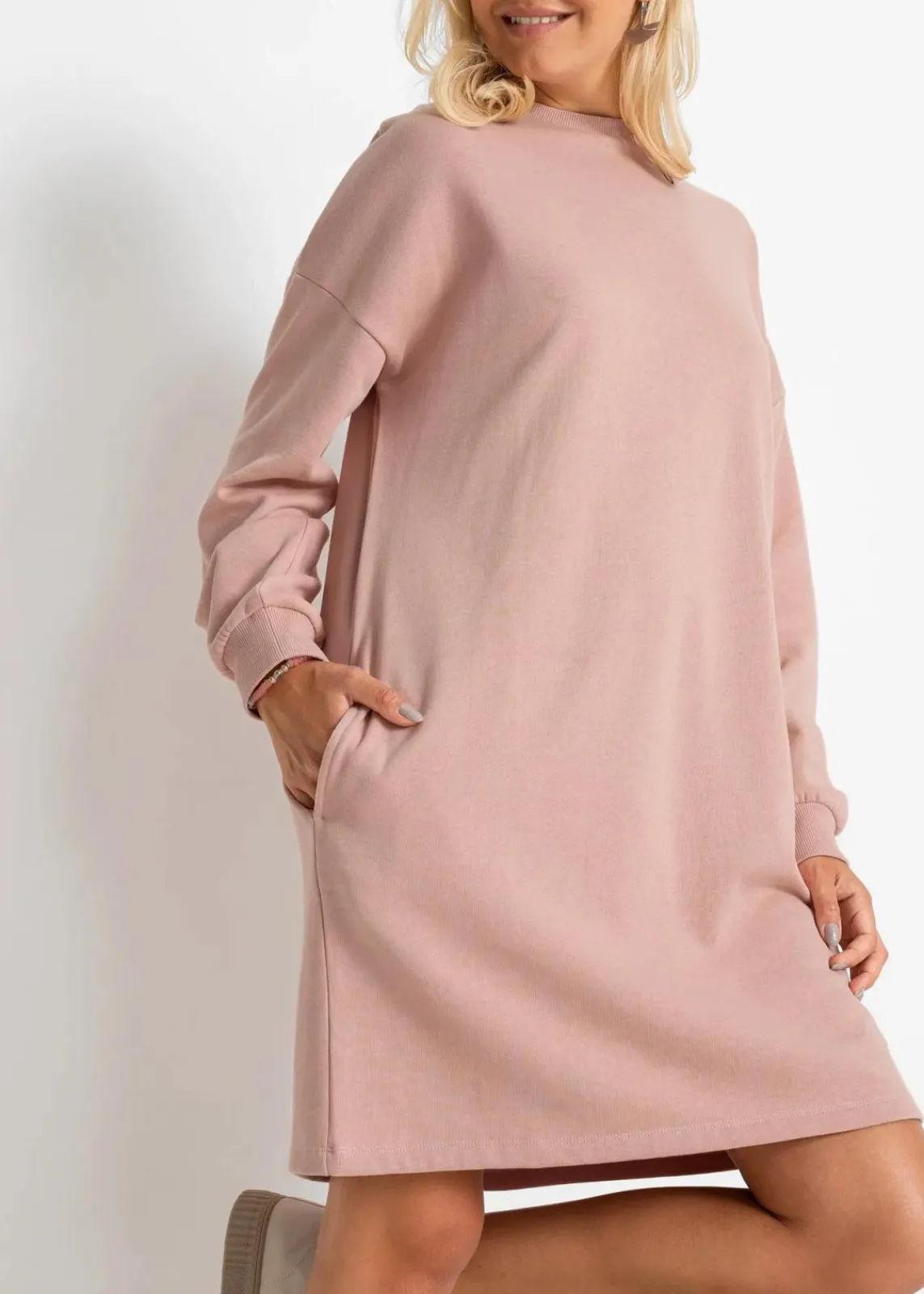 bonprix Kleider|Sweat^Oversized Sweatkleid vintagerosa