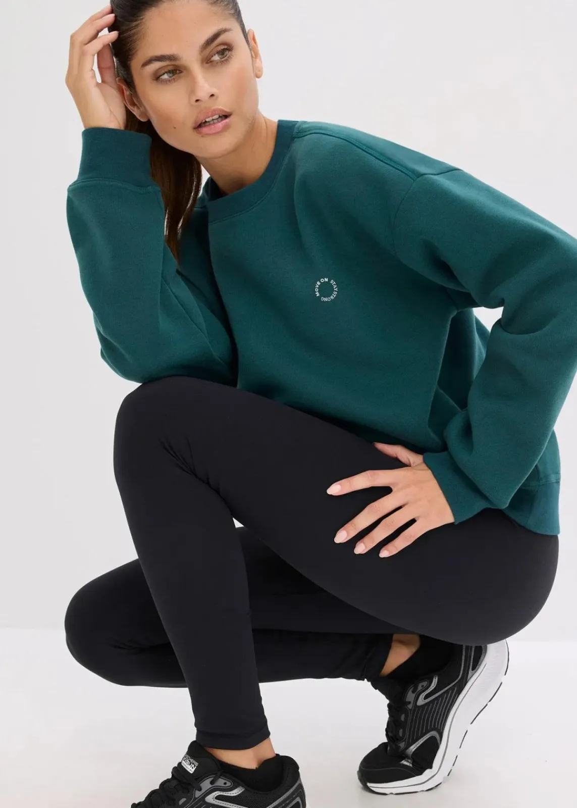 bonprix Bekleidung·Sweat|Sportbekleidung^Oversized Thermo-Sweatpullover, schnelltrocknend petrolgrün