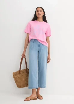 bonprix Nachhaltigere Materialien|Shirts & Tops^Oversized T-Shirt aus Bio-Baumwolle rosa/babyblau bedruckt