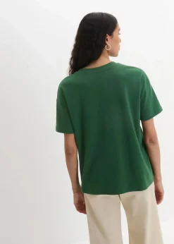 bonprix Shirts & Tops|Nachhaltigere Materialien^Oversized T-Shirt aus Bio-Baumwolle fichtengrün/natur bedruckt