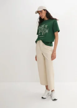 bonprix Shirts & Tops|Nachhaltigere Materialien^Oversized T-Shirt aus Bio-Baumwolle fichtengrün/natur bedruckt