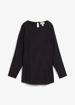 bonprix Bekleidung·Jacken & Mäntel|Zweiteiler & Sets^Oversized Tunikabluse aus strukturiertem Crinkle-Viskose-Mix schwarz