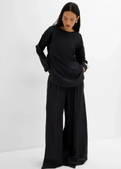 bonprix Bekleidung·Jacken & Mäntel|Zweiteiler & Sets^Oversized Tunikabluse aus strukturiertem Crinkle-Viskose-Mix schwarz