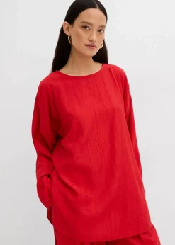 bonprix Blusen & Tuniken|Zweiteiler & Sets^Oversized Tunikabluse aus strukturiertem Crinkle-Viskose-Mix salsarot