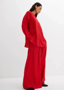 bonprix Blusen & Tuniken|Zweiteiler & Sets^Oversized Tunikabluse aus strukturiertem Crinkle-Viskose-Mix salsarot