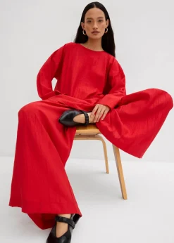 bonprix Blusen & Tuniken|Zweiteiler & Sets^Oversized Tunikabluse aus strukturiertem Crinkle-Viskose-Mix salsarot