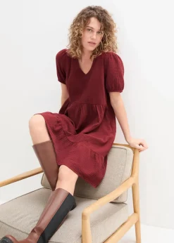 bonprix Kleider|Bekleidung·Pullover & Strickjacken^Oversized-Kleid aus Baumwoll-Musselin mandelbraun