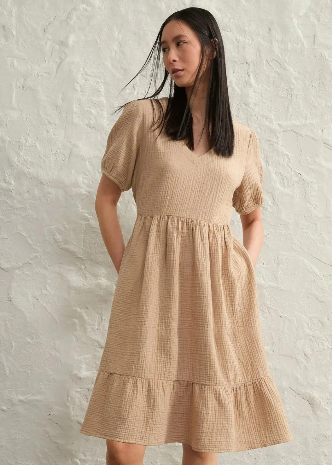 bonprix Bekleidung·Pullover & Strickjacken|Kleider^Oversized-Kleid aus Baumwoll-Musselin hellkhaki