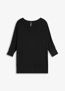 bonprix Nachhaltigere Materialien|Shirts & Tops^Oversized-Shirt aus fließender Viskose schwarz