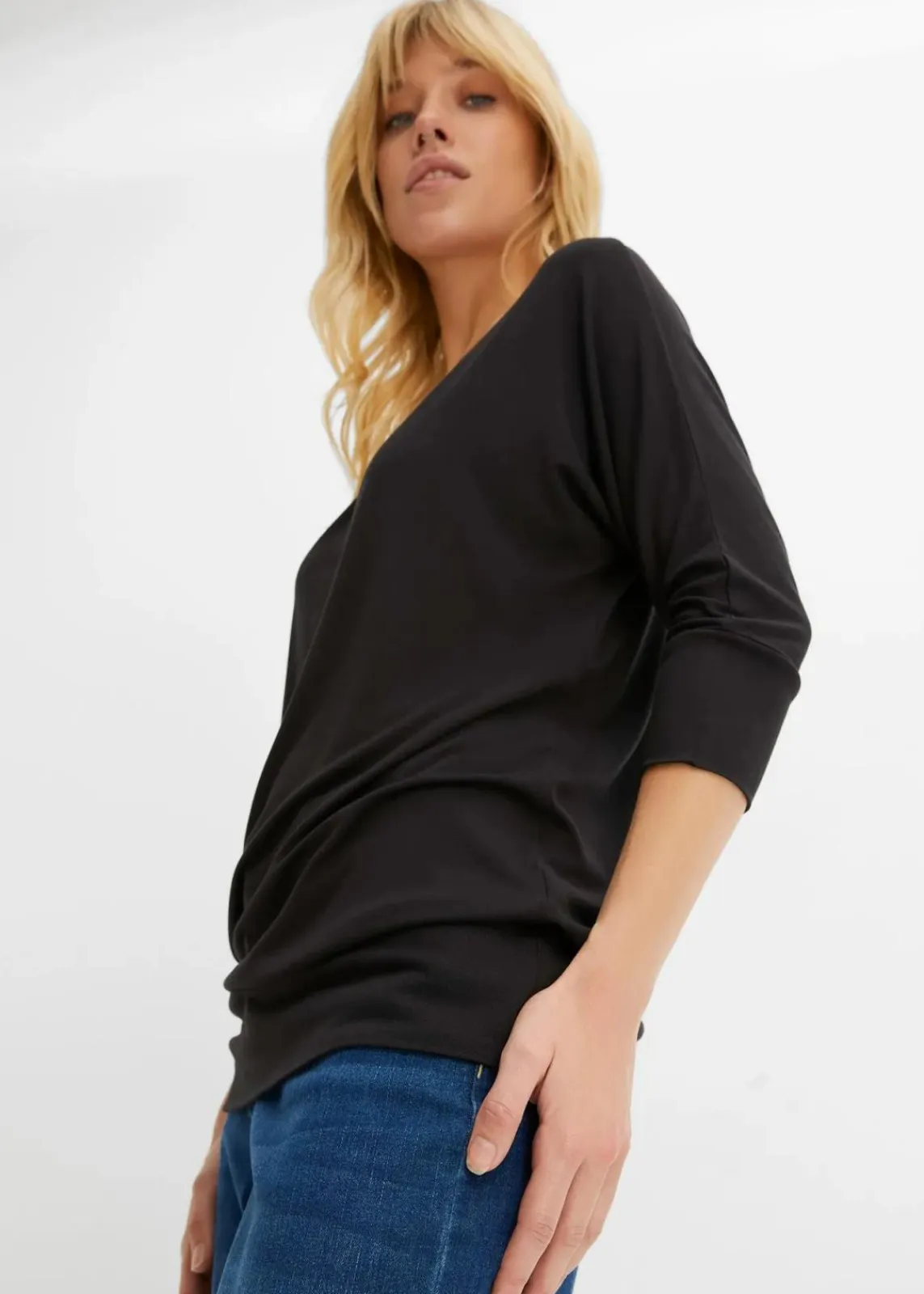bonprix Nachhaltigere Materialien|Shirts & Tops^Oversized-Shirt aus fließender Viskose schwarz