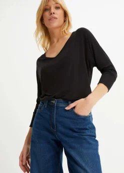 bonprix Nachhaltigere Materialien|Shirts & Tops^Oversized-Shirt aus fließender Viskose schwarz