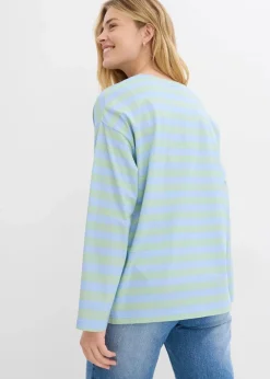 bonprix Shirts & Tops^Oversized-Shirt aus reiner Baumwolle hellblau/hellschilf gestreift