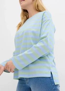 bonprix Shirts & Tops^Oversized-Shirt aus reiner Baumwolle hellblau/hellschilf gestreift