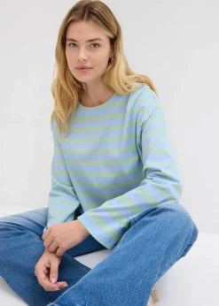 bonprix Shirts & Tops^Oversized-Shirt aus reiner Baumwolle hellblau/hellschilf gestreift