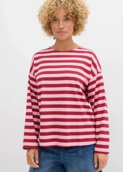 bonprix Shirts & Tops^Oversized-Shirt aus reiner Baumwolle pflaumenrot/rauchorchidee gestreift