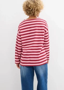 bonprix Shirts & Tops^Oversized-Shirt aus reiner Baumwolle pflaumenrot/rauchorchidee gestreift