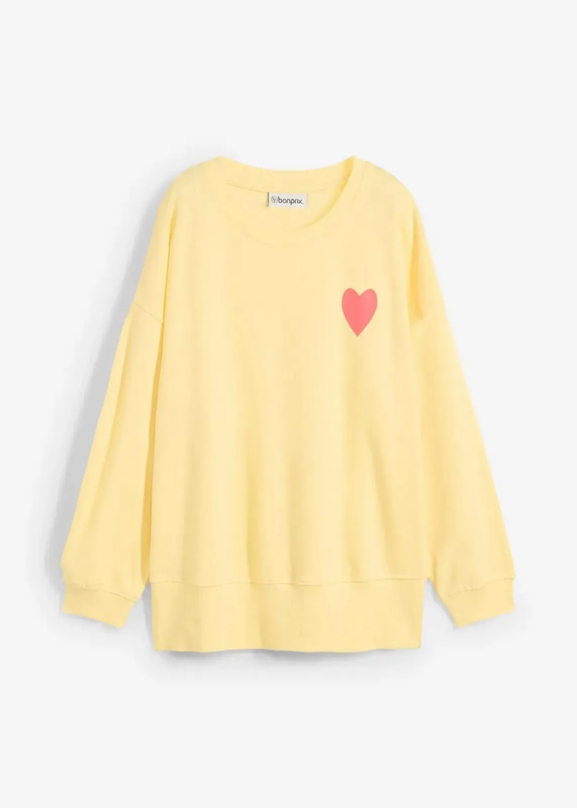 bonprix Sweat|Bekleidung·Blusen & Tuniken^Oversized-Sweatshirt aus Bio-Baumwolle hellgelb/helllachs