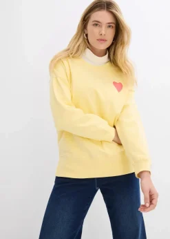 bonprix Sweat|Bekleidung·Blusen & Tuniken^Oversized-Sweatshirt aus Bio-Baumwolle hellgelb/helllachs