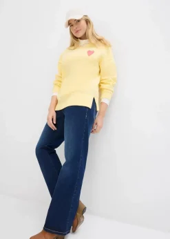 bonprix Sweat|Bekleidung·Blusen & Tuniken^Oversized-Sweatshirt aus Bio-Baumwolle hellgelb/helllachs