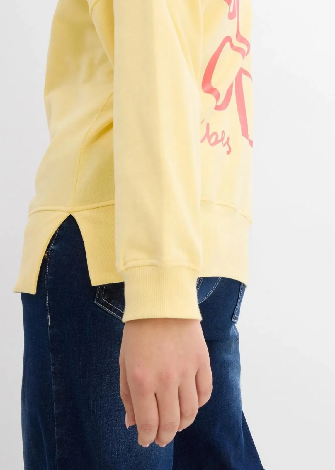 bonprix Sweat|Bekleidung·Blusen & Tuniken^Oversized-Sweatshirt aus Bio-Baumwolle hellgelb/helllachs