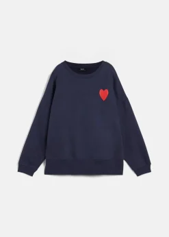 bonprix Sweat|Bekleidung·Blusen & Tuniken^Oversized-Sweatshirt aus Bio-Baumwolle dunkelblau/erdbeere bedruckt