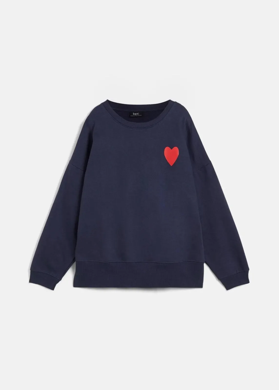bonprix Sweat|Bekleidung·Blusen & Tuniken^Oversized-Sweatshirt aus Bio-Baumwolle dunkelblau/erdbeere bedruckt