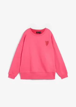 bonprix Sweat|Bekleidung·Blusen & Tuniken^Oversized-Sweatshirt aus Bio-Baumwolle dunkelpink/chillirot bedruckt
