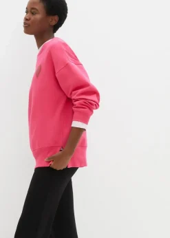 bonprix Sweat|Bekleidung·Blusen & Tuniken^Oversized-Sweatshirt aus Bio-Baumwolle dunkelpink/chillirot bedruckt