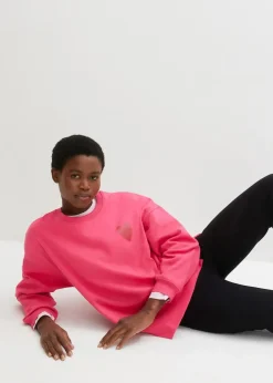 bonprix Sweat|Bekleidung·Blusen & Tuniken^Oversized-Sweatshirt aus Bio-Baumwolle dunkelpink/chillirot bedruckt