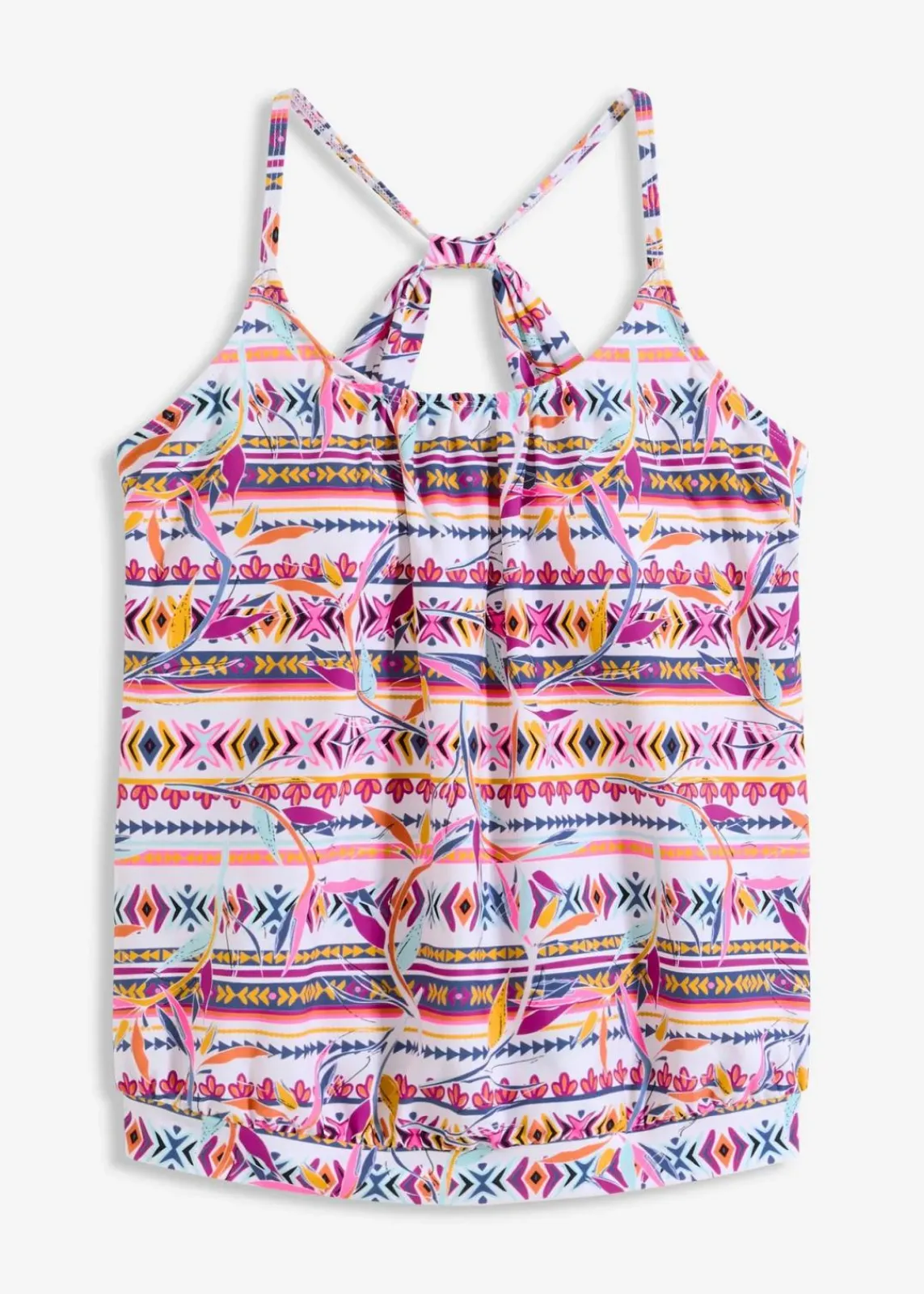 bonprix Nachhaltigere Materialien|Mix & Match^Oversized-Tankinioberteil weiß/lila graphisch