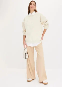 bonprix Bekleidung·Jacken & Mäntel|Blusen & Tuniken^Oversize-Hemd aus Baumwolle mit 3/4 Arm weiß