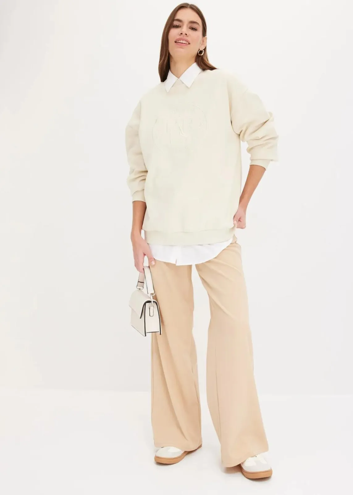 bonprix Bekleidung·Jacken & Mäntel|Blusen & Tuniken^Oversize-Hemd aus Baumwolle mit 3/4 Arm weiß