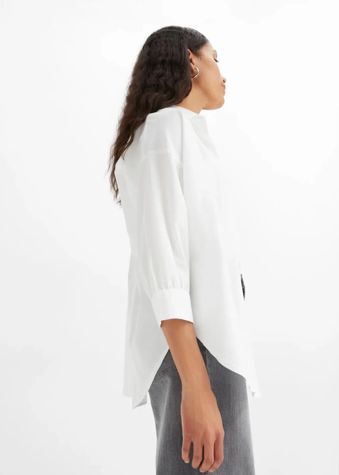 bonprix Bekleidung·Jacken & Mäntel|Blusen & Tuniken^Oversize-Hemd aus Baumwolle mit 3/4 Arm weiß