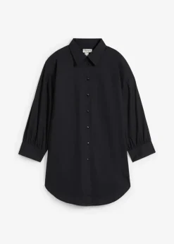 bonprix Blusen & Tuniken|Bekleidung·Jacken & Mäntel^Oversize-Hemd aus Baumwolle mit 3/4 Arm schwarz