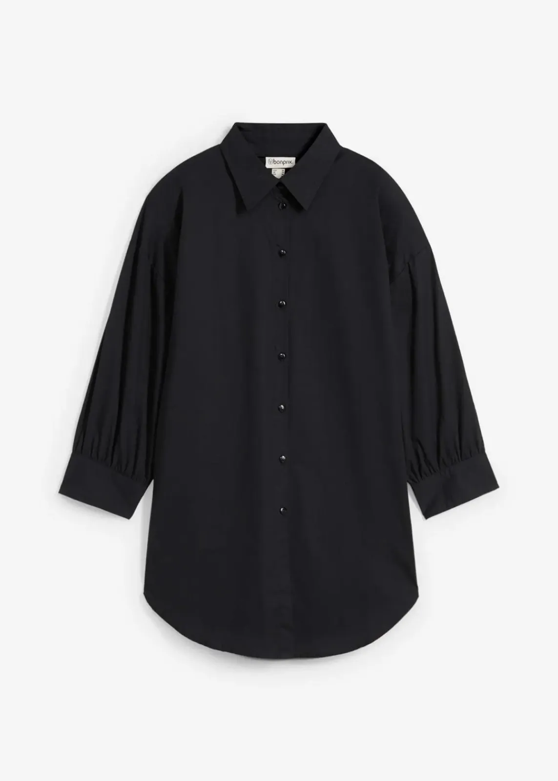 bonprix Blusen & Tuniken|Bekleidung·Jacken & Mäntel^Oversize-Hemd aus Baumwolle mit 3/4 Arm schwarz