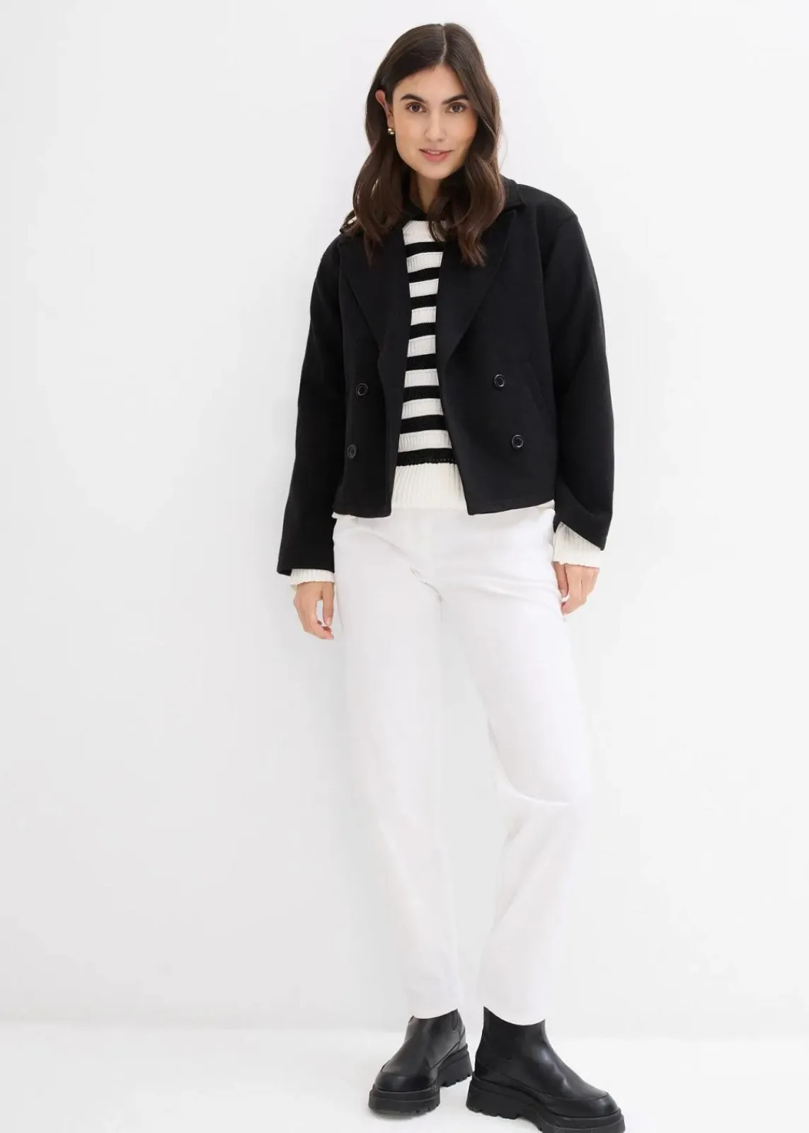 bonprix Blusen & Tuniken|Bekleidung·Jacken & Mäntel^Oversize-Hemd aus Baumwolle mit 3/4 Arm schwarz